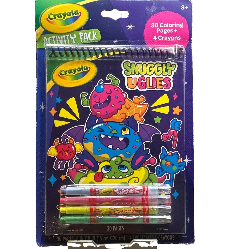 Crayola Snuggly Uglies Activity Pack 30 Coloring Pages + 4 Twistables Crayons